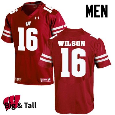 Men's Wisconsin Badgers NCAA #16 Russell Wilson Red Authentic Under Armour Big & Tall Stitched College Football Jersey IB31Y38PR